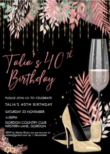 Boho Gold Shoes Invitation design preview