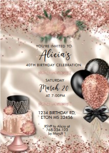 Pearl Rosegold Cake Invitation design preview