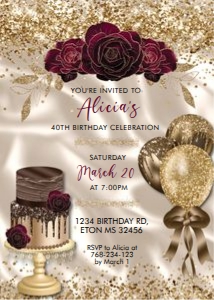 Gold Chocolate Cake Invitation design preview