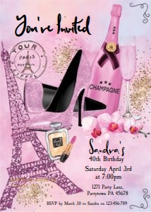Paris Pink Shoes Invitation design preview