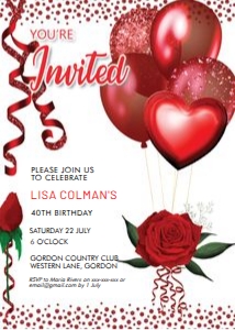 Red Rose Balloons Invitation design preview