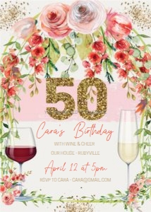50 Garden Gold Birthday Invitation design preview