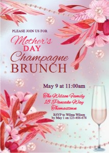 Pink Diamond Floral Mothers Day Invitation design preview