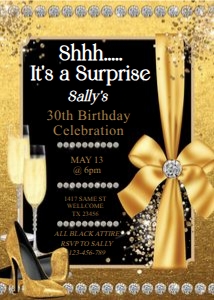 Gold Bow Shoe Birthday Invitation design preview