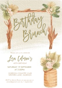 Boho Arch Birthday Invitation design preview