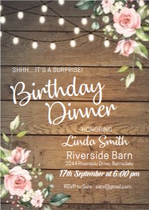 Rustic Roses Birthday Invitation design preview