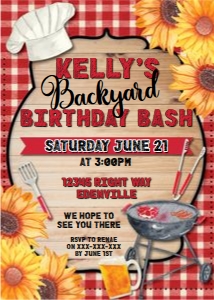 BBQ Birthday Bash Sunflowers Invitation design preview