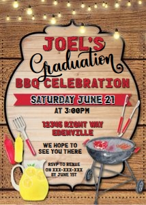 BBQ Graduation Celebration Invitation design preview