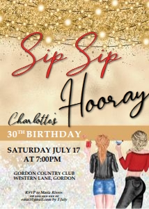 Sip Sip Hooray Gold Girls Invitation design preview