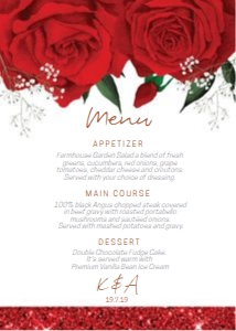 Red Roses Menu 5x7 design preview