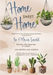 Home Sweet Home Plants Invitation design preview