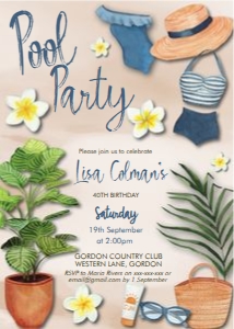 Boho Pool Party Invitation design preview