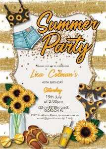 Summer Party Sunflowers Invitation design preview