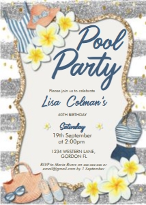 Pool Party Stripes Invitation design preview