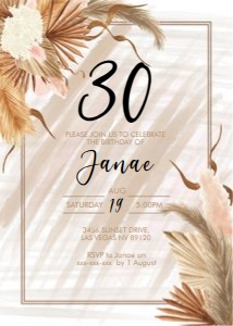Pampas Grass Birthday Invitation design preview