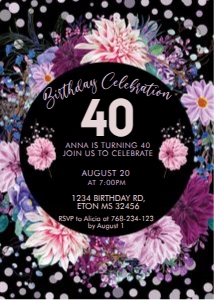 Mauve Floral Circle Invitation design preview