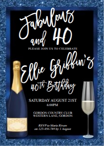 Navy Gold Foil Champagne Invitation design preview