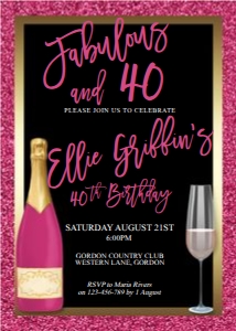 Pink Gold Foil Champagne Invitation design preview