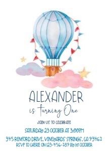 Hot Air Balloon Birthday Invitation design preview