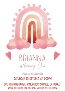 Rainbow Clouds Girls Birthday Invitation design preview