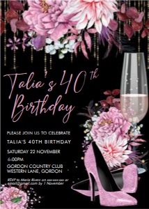 Light Pink Glitter Shoes Invitation design preview