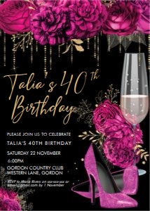 Hot Pink Glitter Shoes Invitation design preview