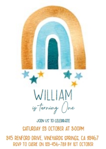 Rainbow Stars Boys Birthday Invitation design preview
