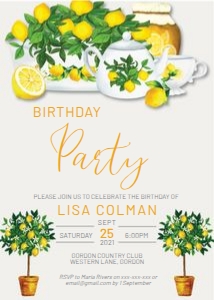 Lemons Birthday Invitation design preview