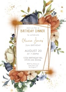Fall Rust Flowers Birthday Invitation design preview