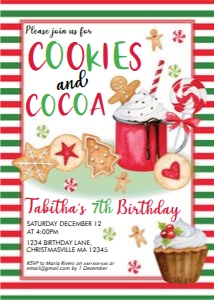 Cookies and Cocoa Christmas Birthday Invitation: Cookies and Cocoa Christmas Birthday Invitation