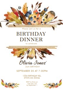 Autumn Leaves Birthday Invitation design preview