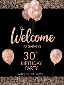 Rosegold Balloons Welcome Sign 18x24 design preview
