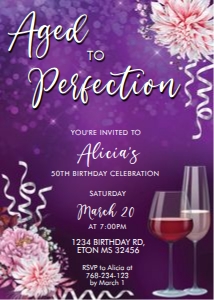 Aged to Perfection Purple Birthday Invitation design preview