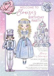 Nutcracker Blue Princess Birthday Invitation: Nutcracker Blue Princess Birthday Invitation