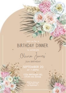Boho Tropical Beige Birthday Invitation design preview