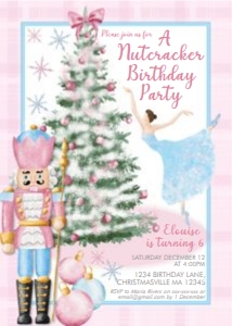 Pink Nutcracker Birthday Invitation: Pink Nutcracker Birthday Invitation