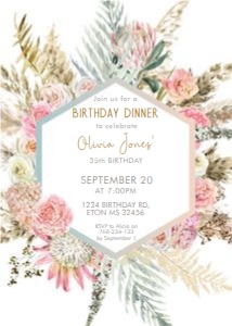 Boho Pink Geometric Birthday Invitation design preview