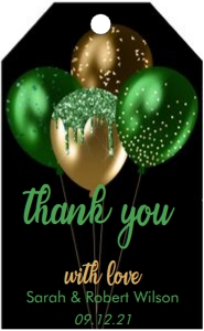 Green Gold Balloons Thank You Tag design preview