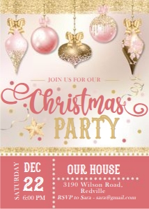 Blush Gold Christmas Ornaments Invitation: Blush Gold Christmas Ornaments Invitation
