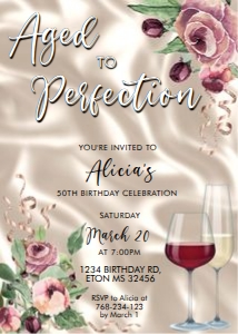 Aged to Perfection Ivory Birthday Invitation design preview