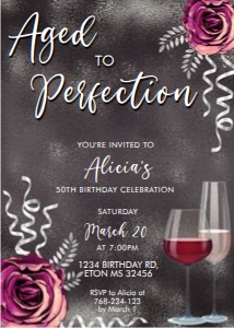 Aged to Perfection Black Birthday Invitation design preview