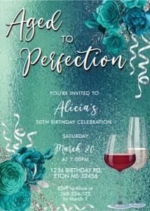 Aged to Perfection Green Birthday Invitation design preview