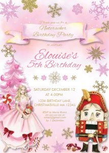 Pink Red Nutcracker Birthday Invitation: Pink Red Nutcracker Birthday Invitation