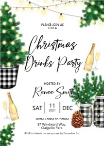 Christmas Buffalo Check Drinks Invitation: Christmas Buffalo Check Drinks Invitation