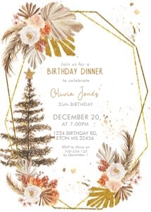 Boho Christmas Birthday Invitation: Boho Christmas Birthday Invitation