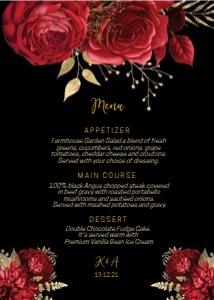 Red Black Floral Menu 5x7 design preview