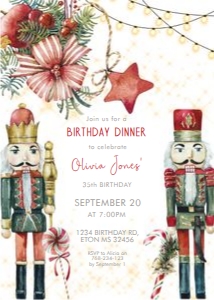 Red Nutcracker Birthday Christmas Invitation: Red Nutcracker Birthday Christmas Invitation