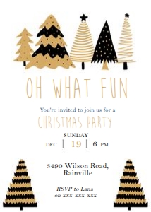 Black and Gold Christmas Tree Invitation: Black and Gold Christmas Tree Invitation