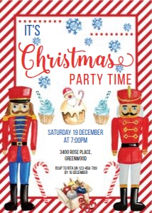 Nutcracker Candy Stripes Invitation: Nutcracker Candy Stripes Invitation