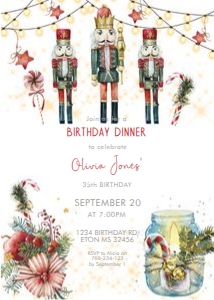 Three Red Nutcrackers Christmas Birthday Invitation: Three Red Nutcrackers Christmas Birthday Invitation